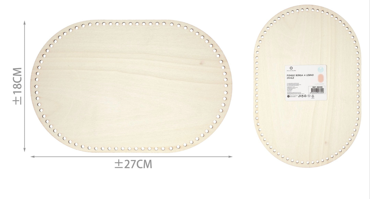 Fondo per borsa ovale 27x18cm in legno