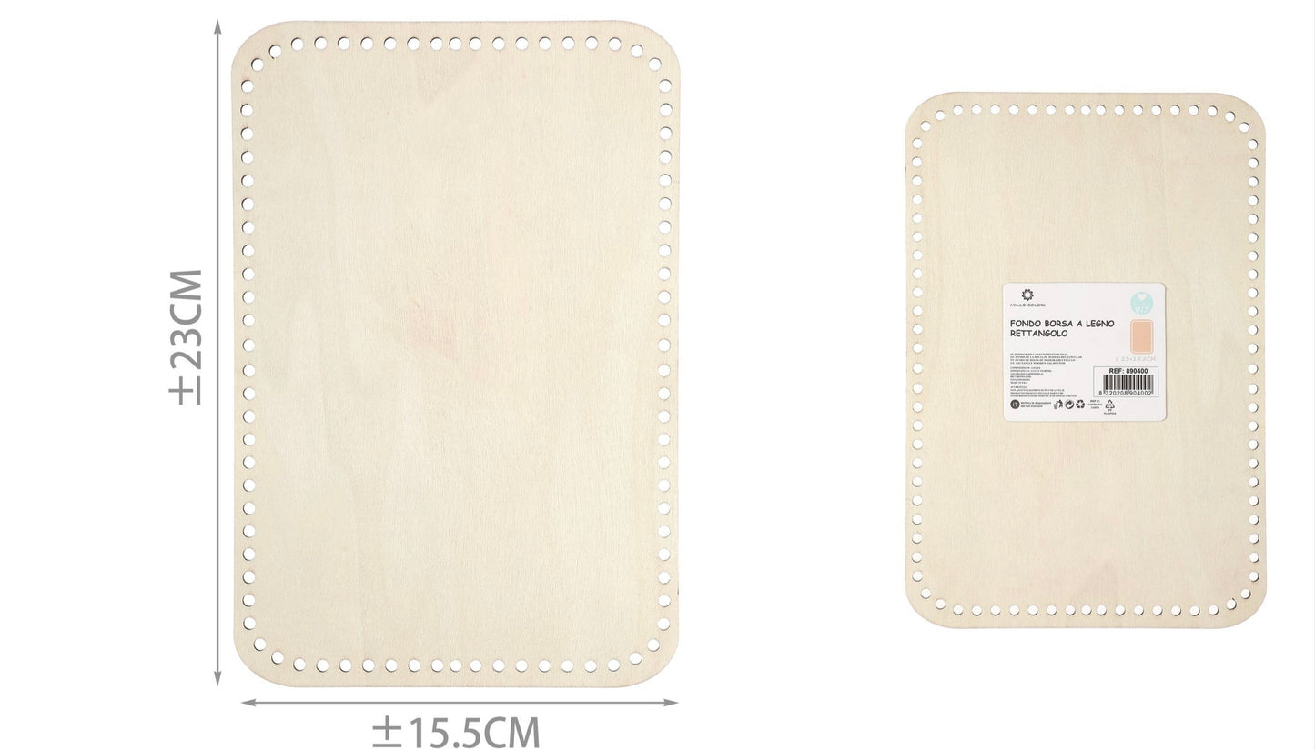 Fondo per borsa rettangolare 23x15.5cm in legno
