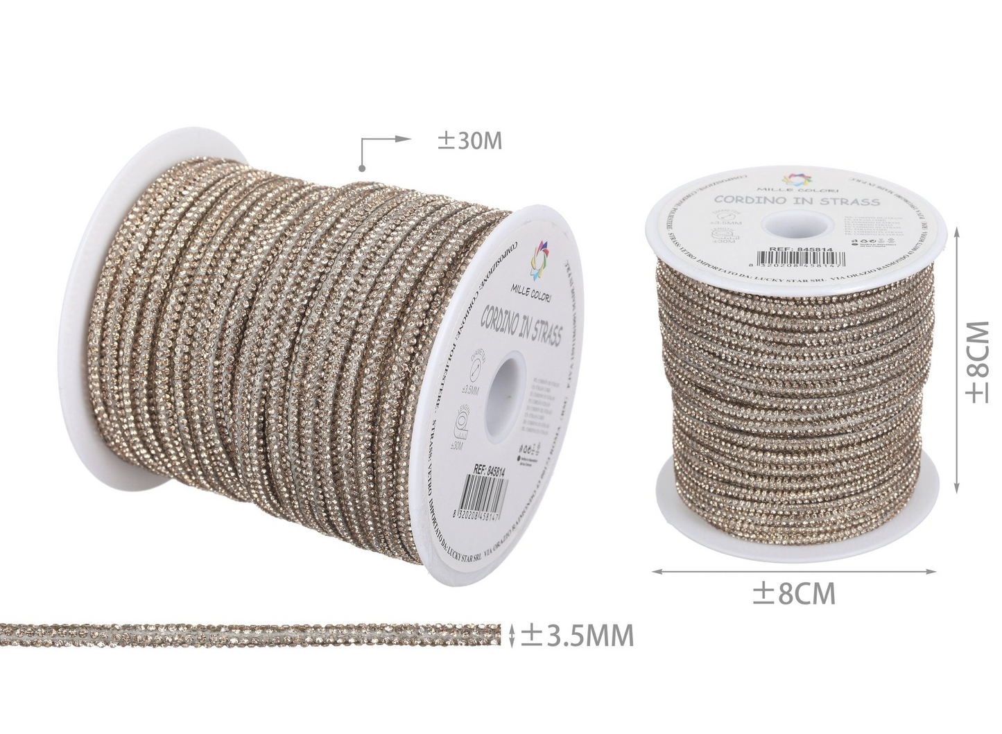 Cordino Strass al metro - spessore 3.5mm