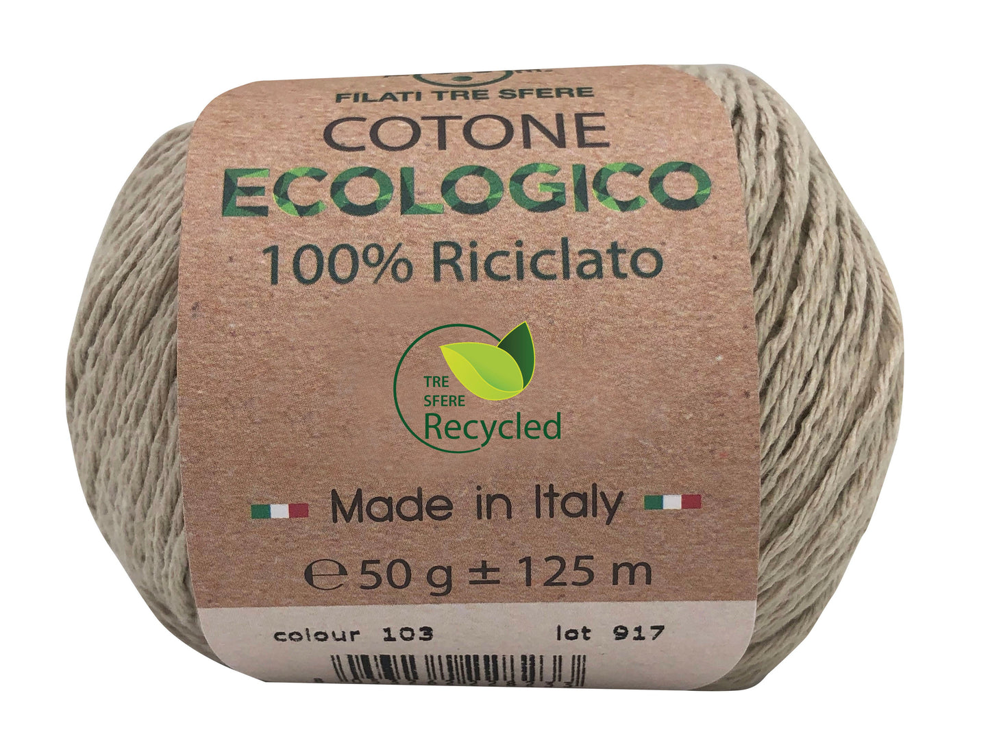 Cotone ecologico riciclato 80% cotone 20% poliestere -50 gr