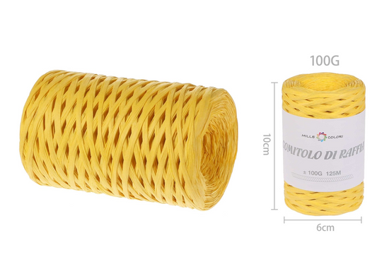 GOMITOLO DI RAFIA TINTA UNITA 100gr
