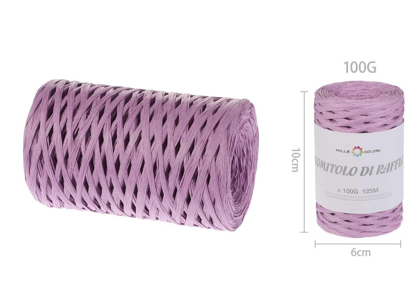 GOMITOLO DI RAFIA TINTA UNITA 100gr
