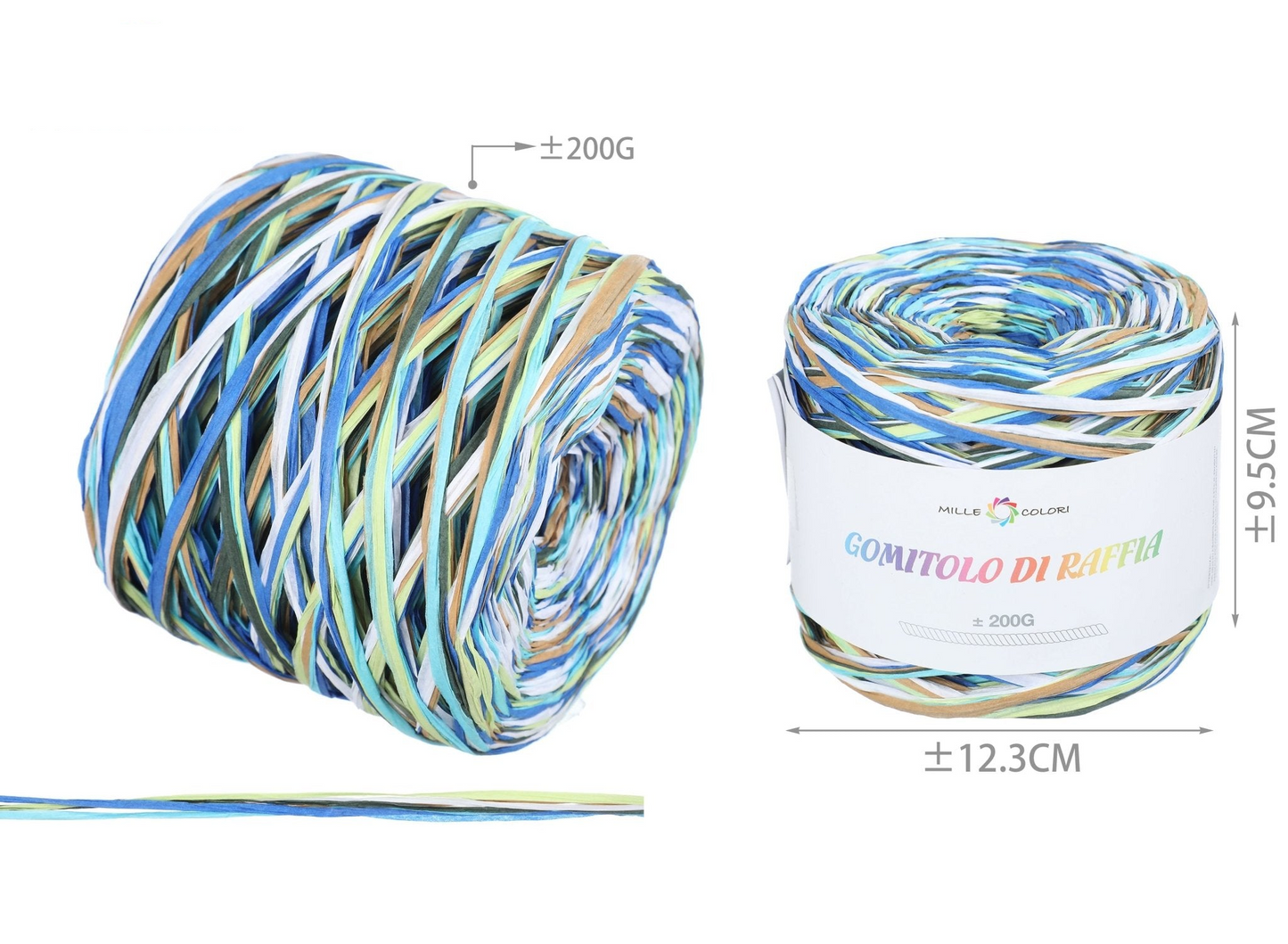 GOMITOLO DI RAFIA 200gr MULTICOLOR