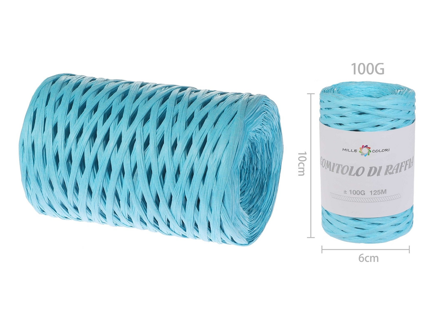 GOMITOLO DI RAFIA TINTA UNITA 100gr