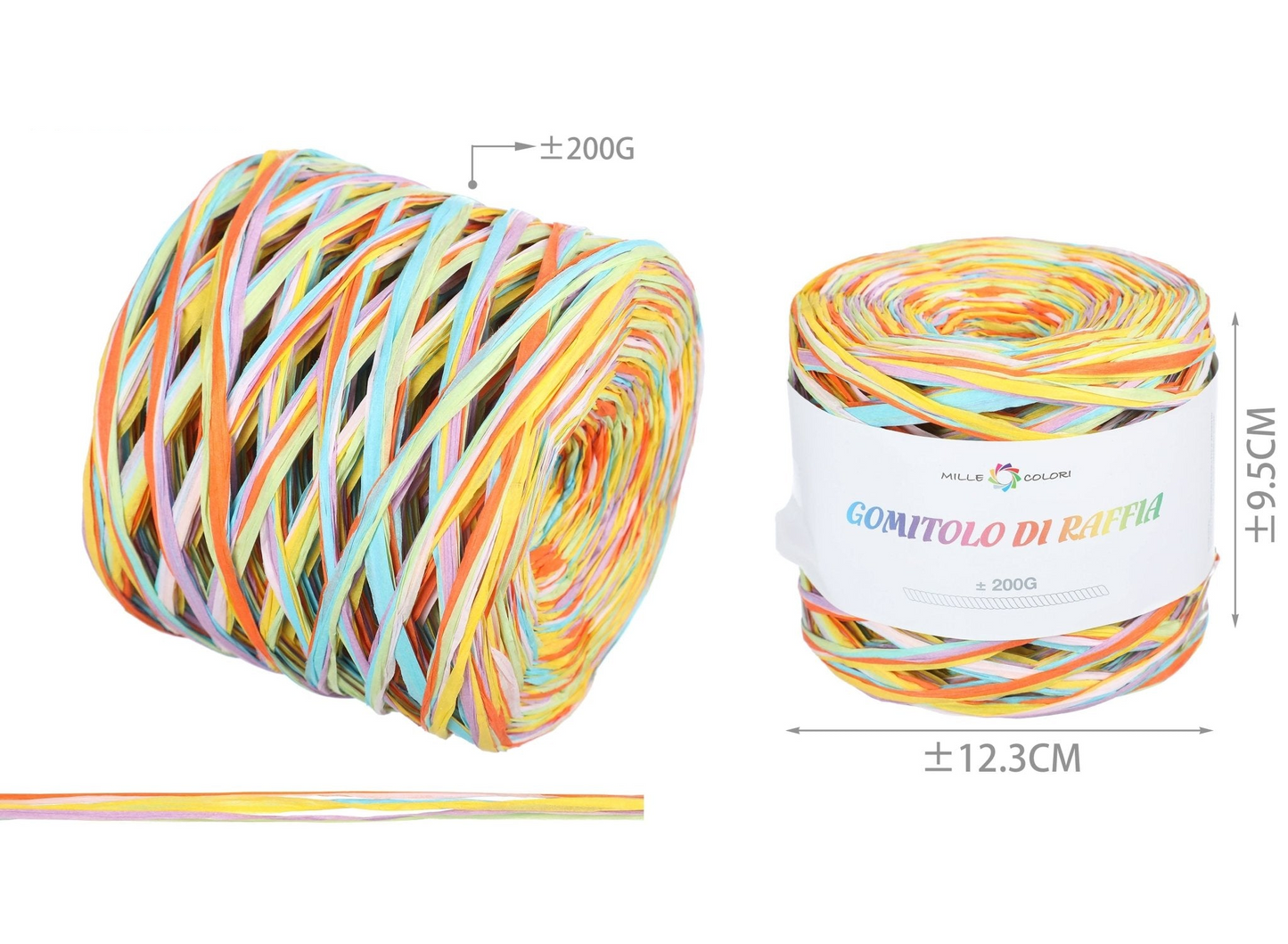 GOMITOLO DI RAFIA 200gr MULTICOLOR