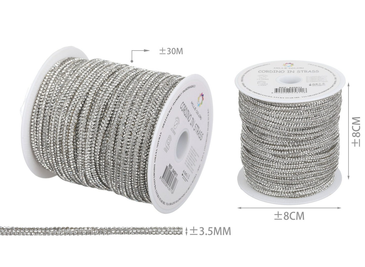 Cordino Strass al metro - spessore 3.5mm