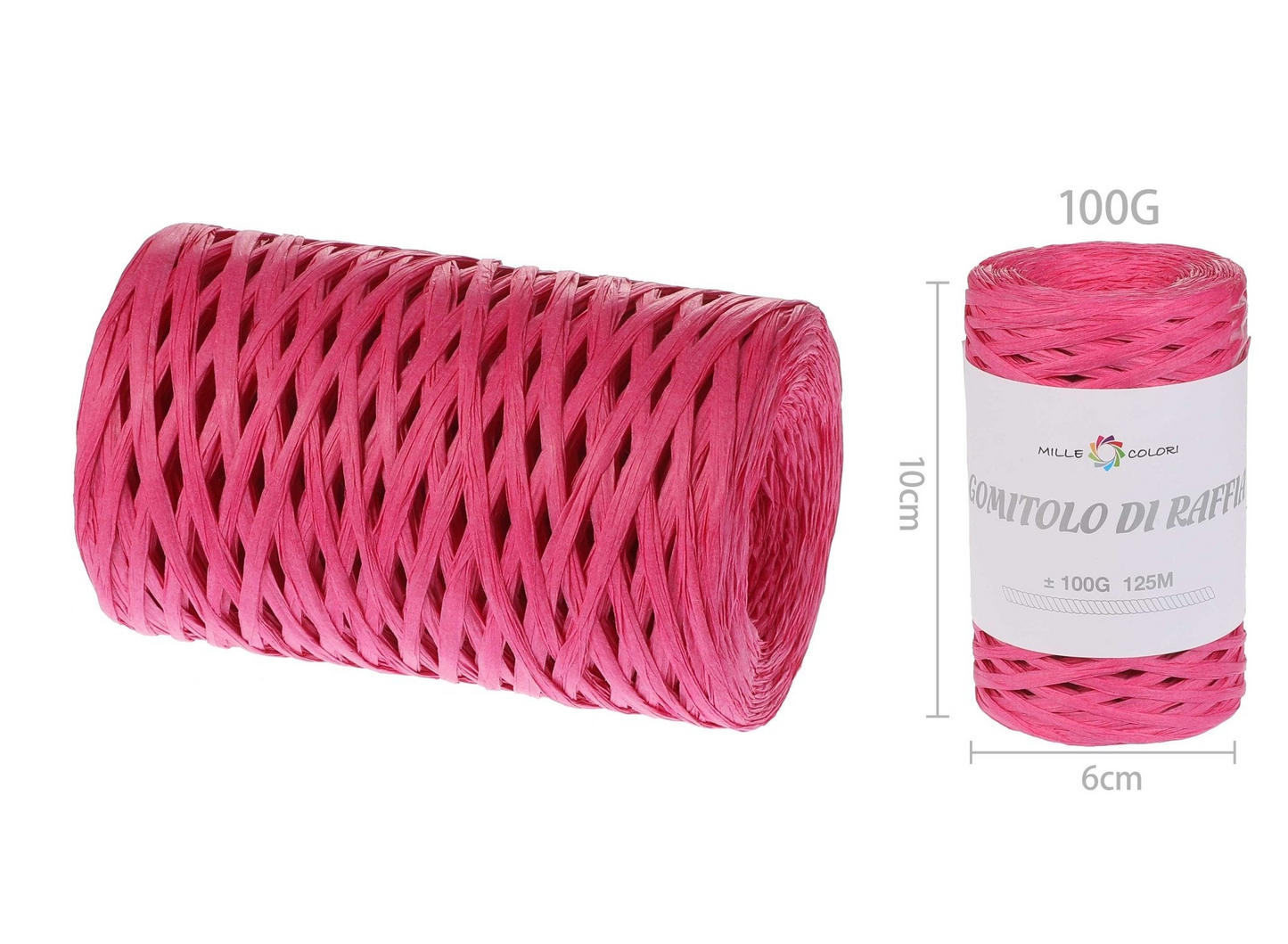 GOMITOLO DI RAFIA TINTA UNITA 100gr