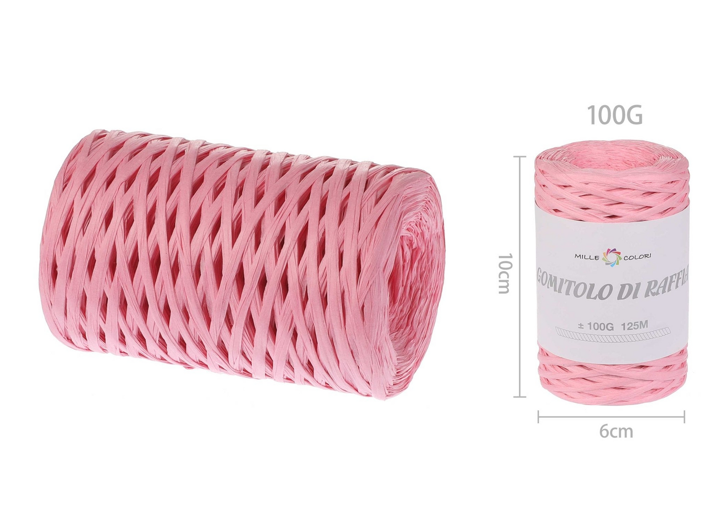 GOMITOLO DI RAFIA TINTA UNITA 100gr