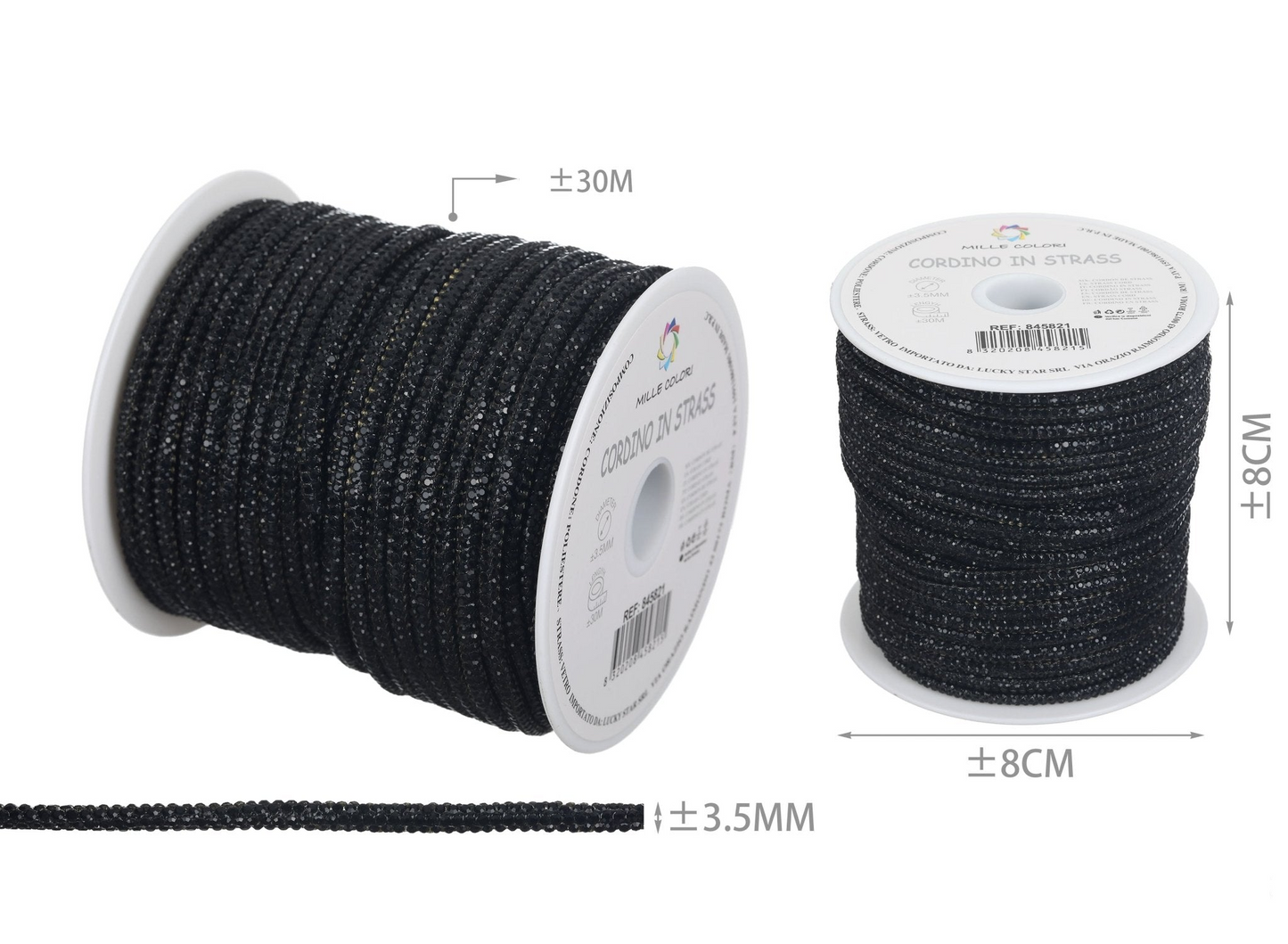 Cordino Strass al metro - spessore 3.5mm