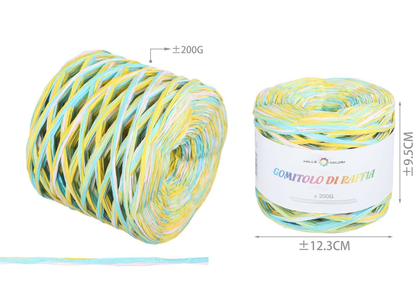 GOMITOLO DI RAFIA 200gr MULTICOLOR