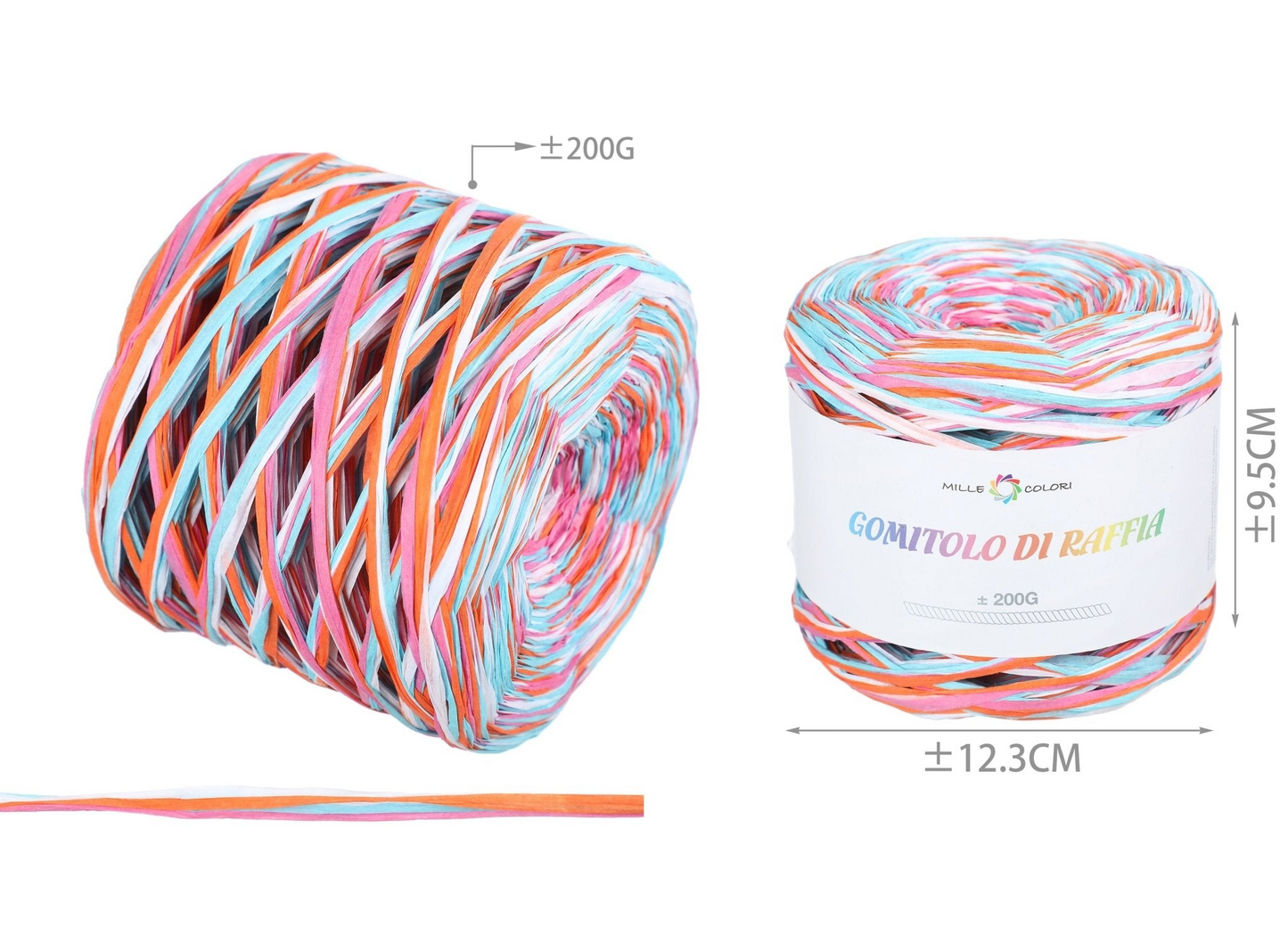 GOMITOLO DI RAFIA 200gr MULTICOLOR