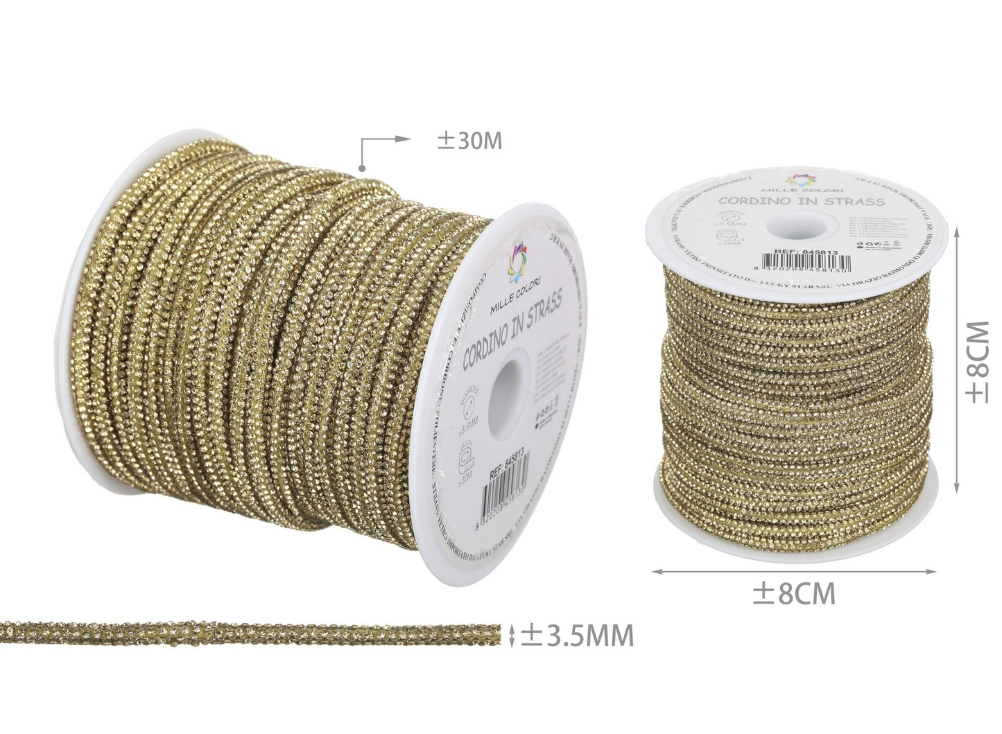 Cordino Strass al metro - spessore 3.5mm